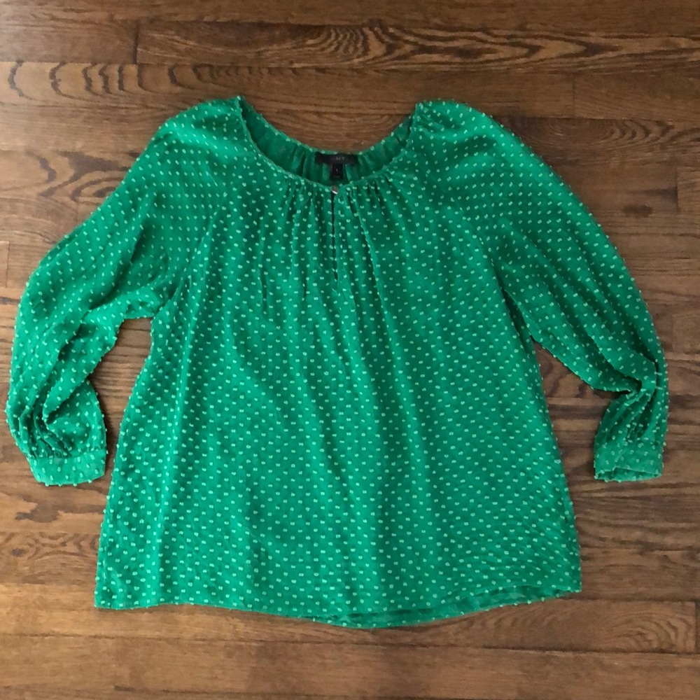 Kelly Green Sheer Swiss Dot Popover